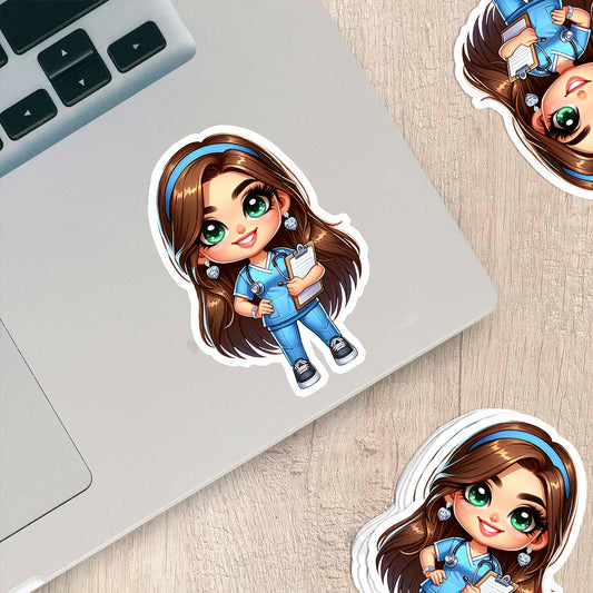 Cute Nurse Sticker – Weatherproof Vinyl for Water Bottles, Laptops & More
