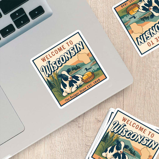 Welcome to Wisconsin Vinyl Sticker – Vintage State Travel Decal