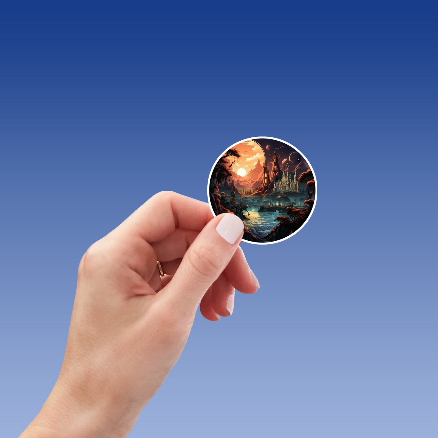 Steampunk Fantasy Landscape Sticker - Transport Yourself to a World of Adventure!