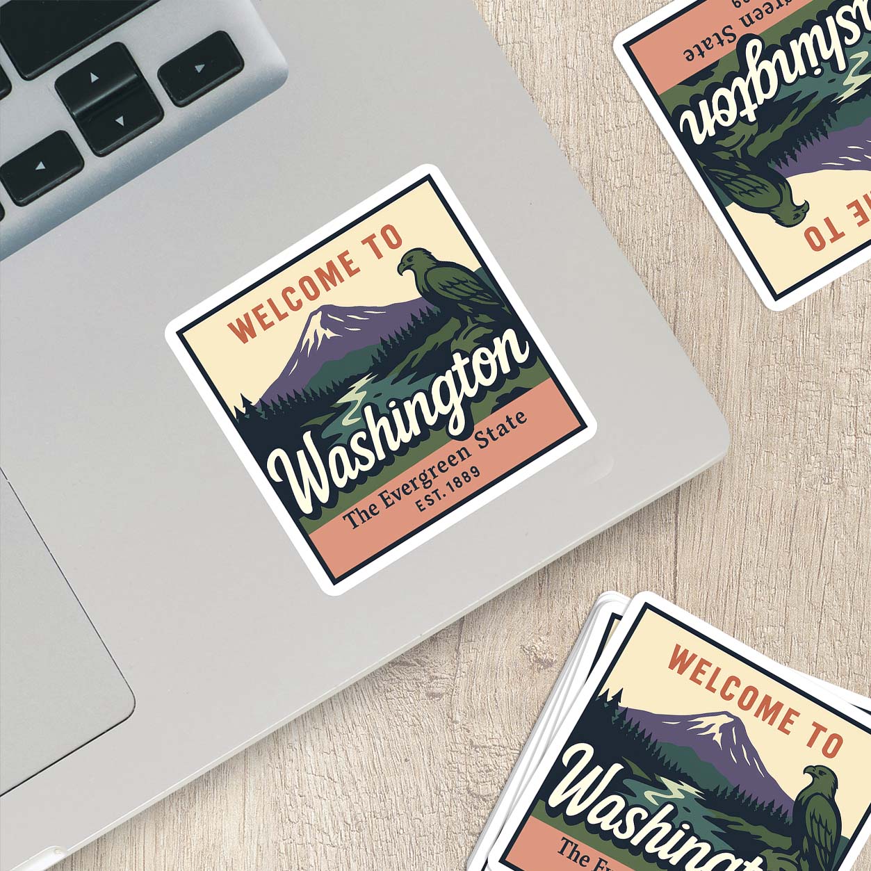 Welcome to Washington Vinyl Sticker – Vintage State Travel Decal