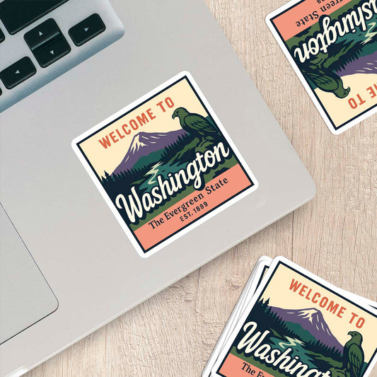 Welcome to Washington Vinyl Sticker – Vintage State Travel Decal