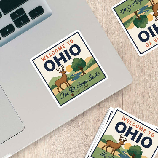 Welcome to Ohio Vinyl Sticker – Vintage State Travel Decal