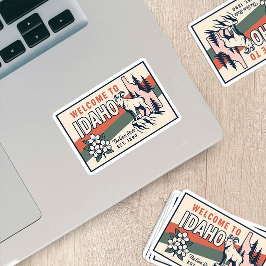 Welcome to Idaho Vinyl Sticker – Vintage State Travel Decal