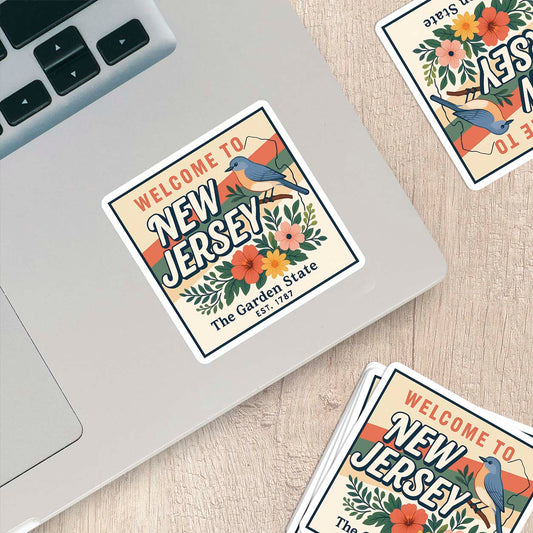 Welcome to New Jersey Vinyl Sticker – Vintage State Travel Decal