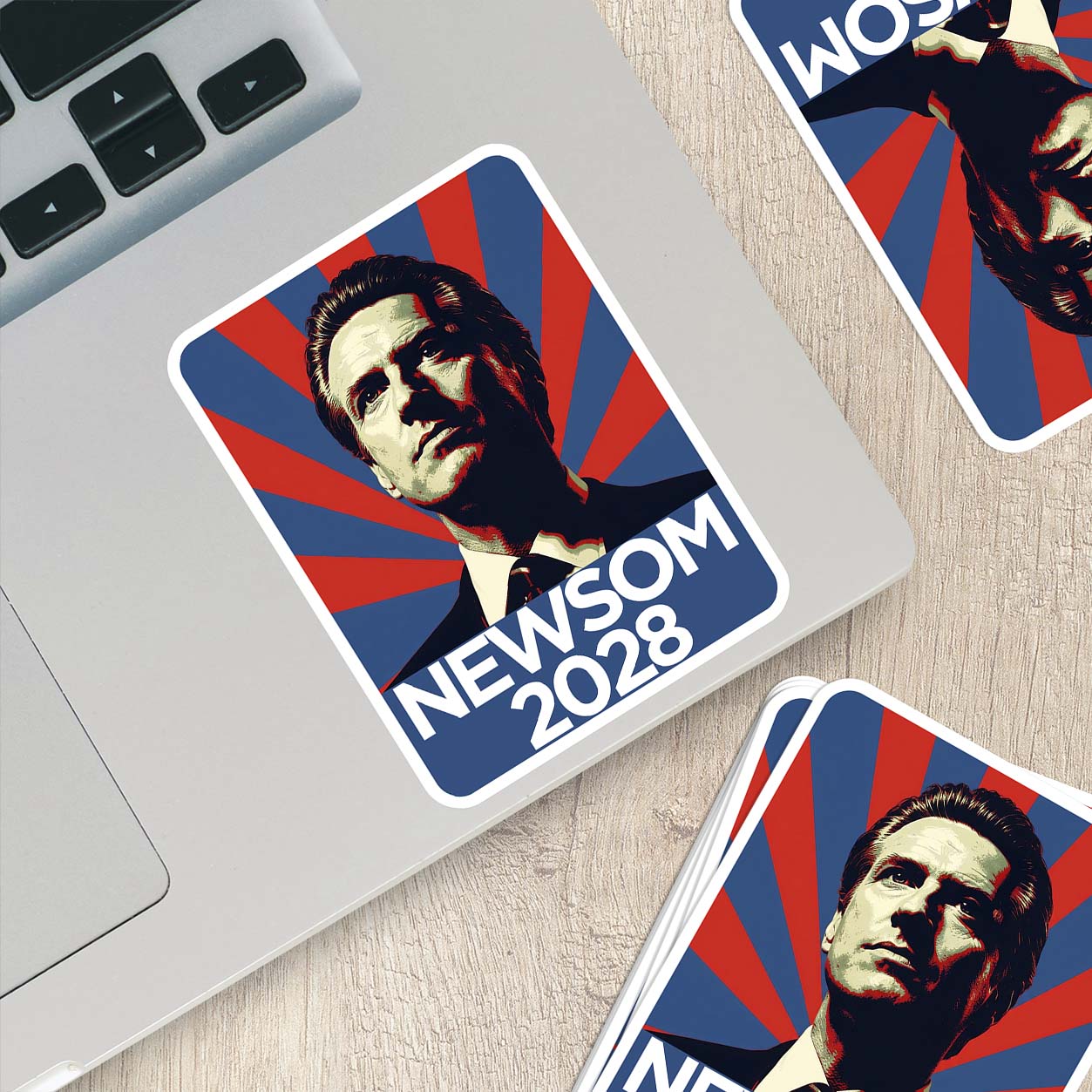 Newsom 2028 Vinyl Sticker – Bold Retro Political Campaign Decal