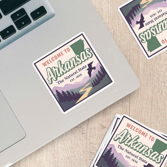 Welcome to Arkansas Vinyl Sticker – Vintage State Travel Decal