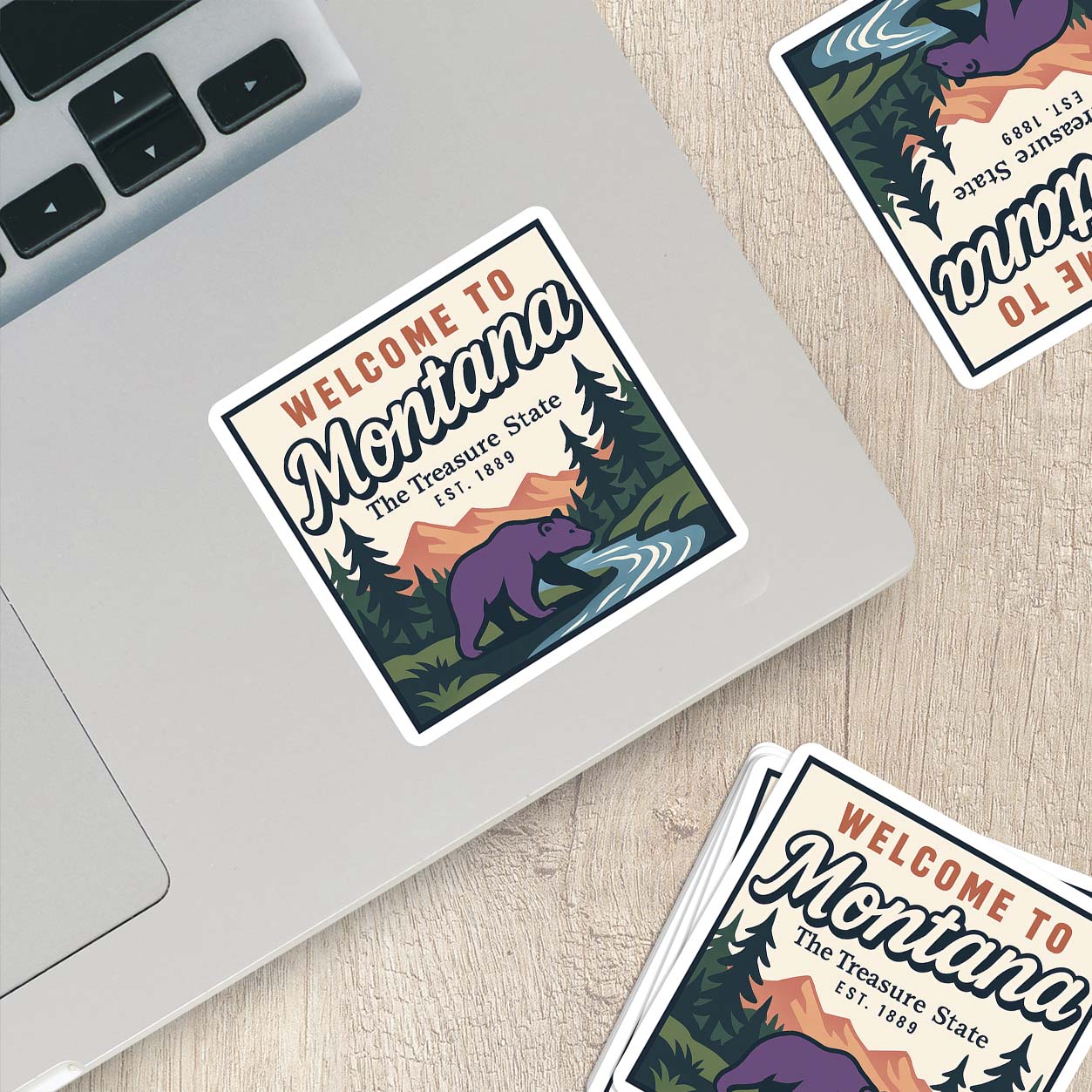 Welcome to Montana Vinyl Sticker – Vintage State Travel Decal