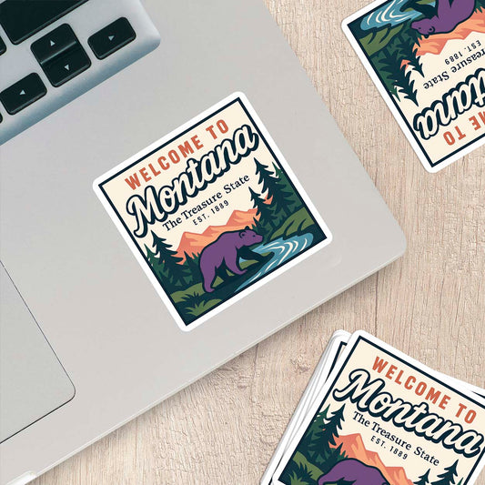 Welcome to Montana Vinyl Sticker – Vintage State Travel Decal
