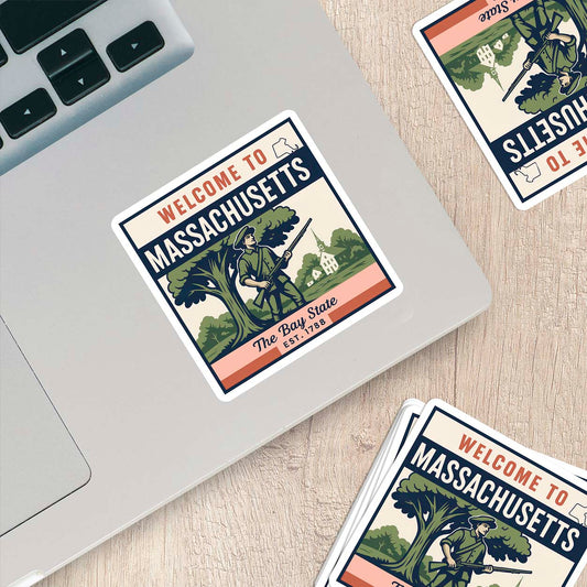 Welcome to Massachusetts Vinyl Sticker – Vintage State Travel Decal