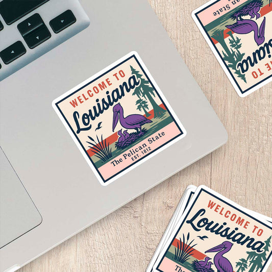Welcome to Louisiana Vinyl Sticker – Vintage State Travel Decal