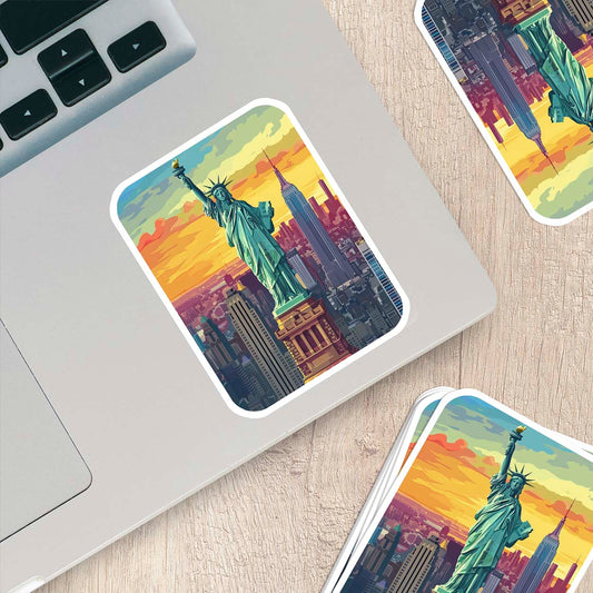 Colorful Statue of Liberty Sticker – Weatherproof Vinyl for Laptops, Cups & Cars