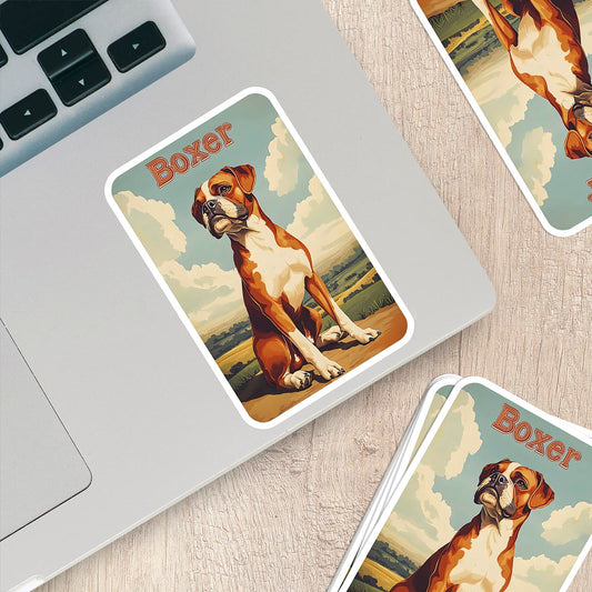 Vintage Boxer Dog Sticker – Durable Vinyl Sticker