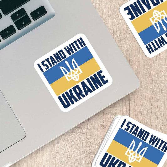 I Stand with Ukraine – Ukrainian Coat of Arms Vinyl Sticker