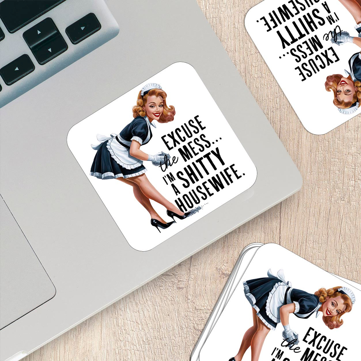 Sarcastic Pinup Girl Sticker – Weatherproof Vinyl for Laptops & Water Bottles