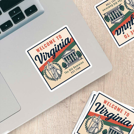 Welcome to Virginia Vinyl Sticker – Vintage State Travel Decal