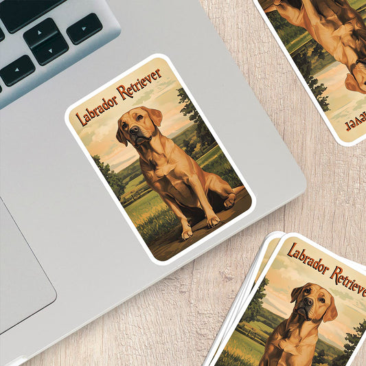 Vintage Labrador Retriever Sticker – Durable Vinyl Sticker