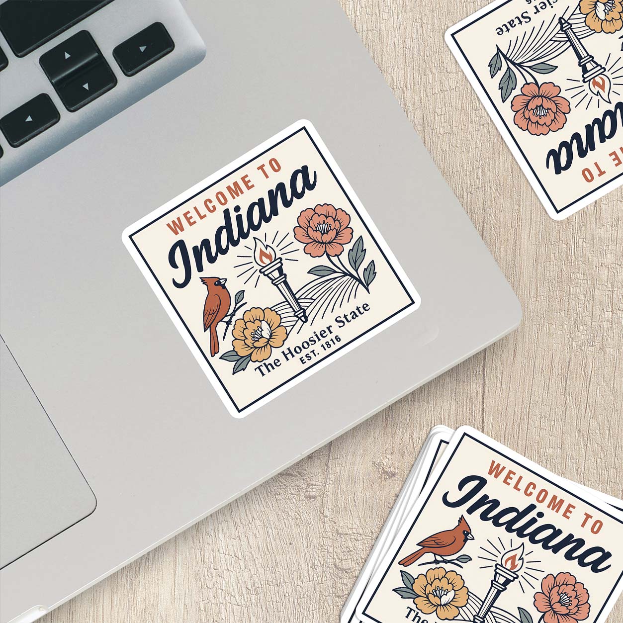 Welcome to Indiana Vinyl Sticker – Vintage State Travel Decal