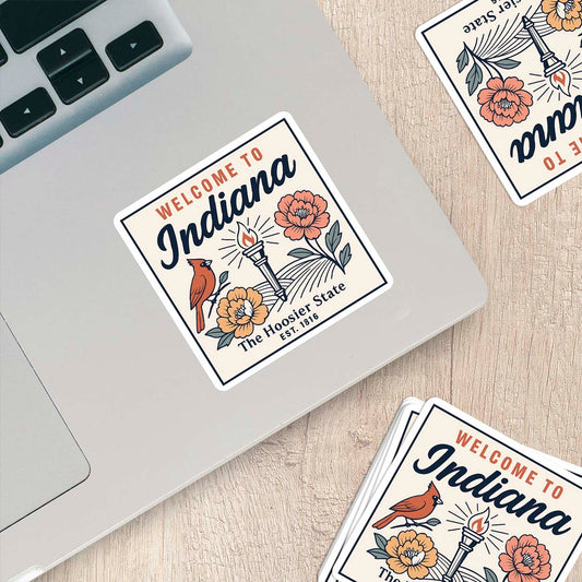 Welcome to Indiana Vinyl Sticker – Vintage State Travel Decal
