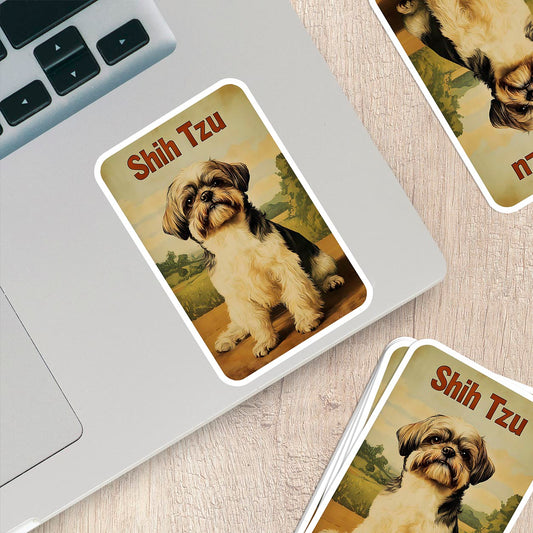 Vintage Shih Tzu Sticker – Durable Vinyl Sticker