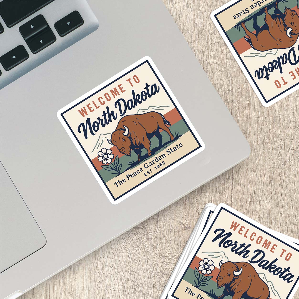 Welcome to North Dakota Vinyl Sticker – Vintage State Travel Decal