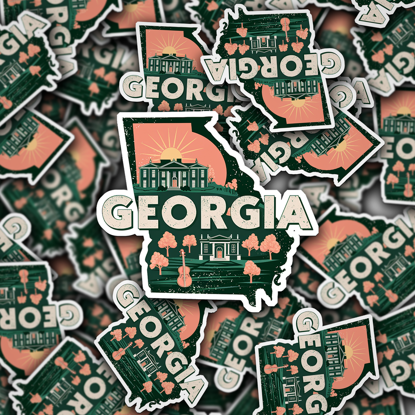 Retro Vinyl State Sticker - Georgia