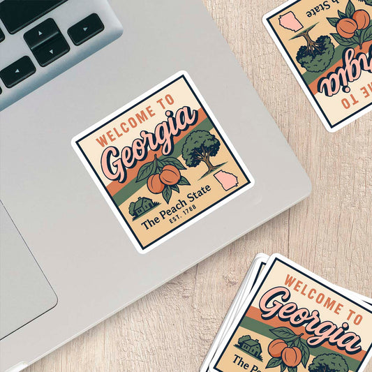 Welcome to Georgia Vinyl Sticker – Vintage State Travel Decal