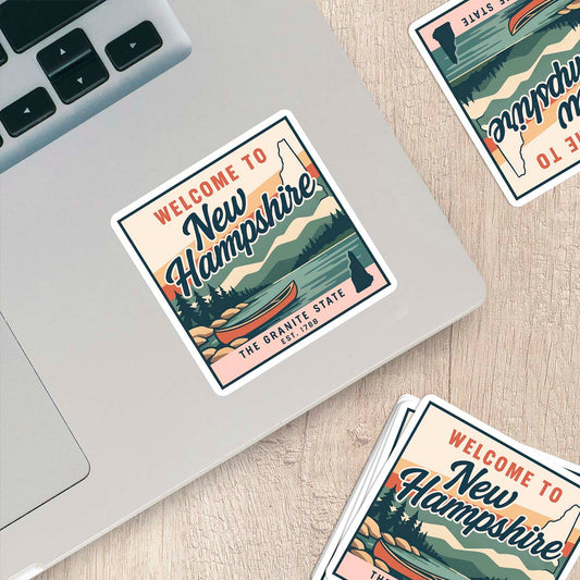 Welcome to New Hampshire Vinyl Sticker – Vintage State Travel Decal