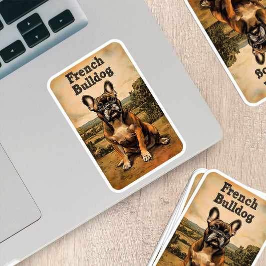 Vintage French Bulldog Sticker – Durable Vinyl Sticker