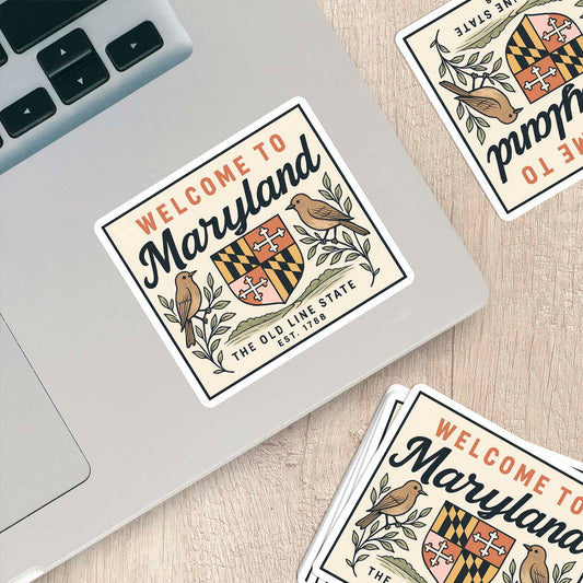 Welcome to Maryland Vinyl Sticker – Vintage State Travel Decal