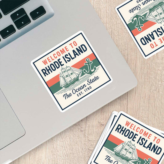 Welcome to Rhode Island Vinyl Sticker – Vintage State Travel Decal