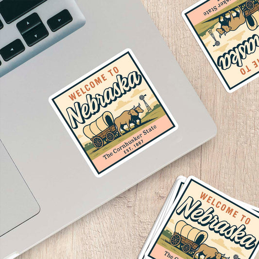 Welcome to Nebraska Vinyl Sticker – Vintage State Travel Decal