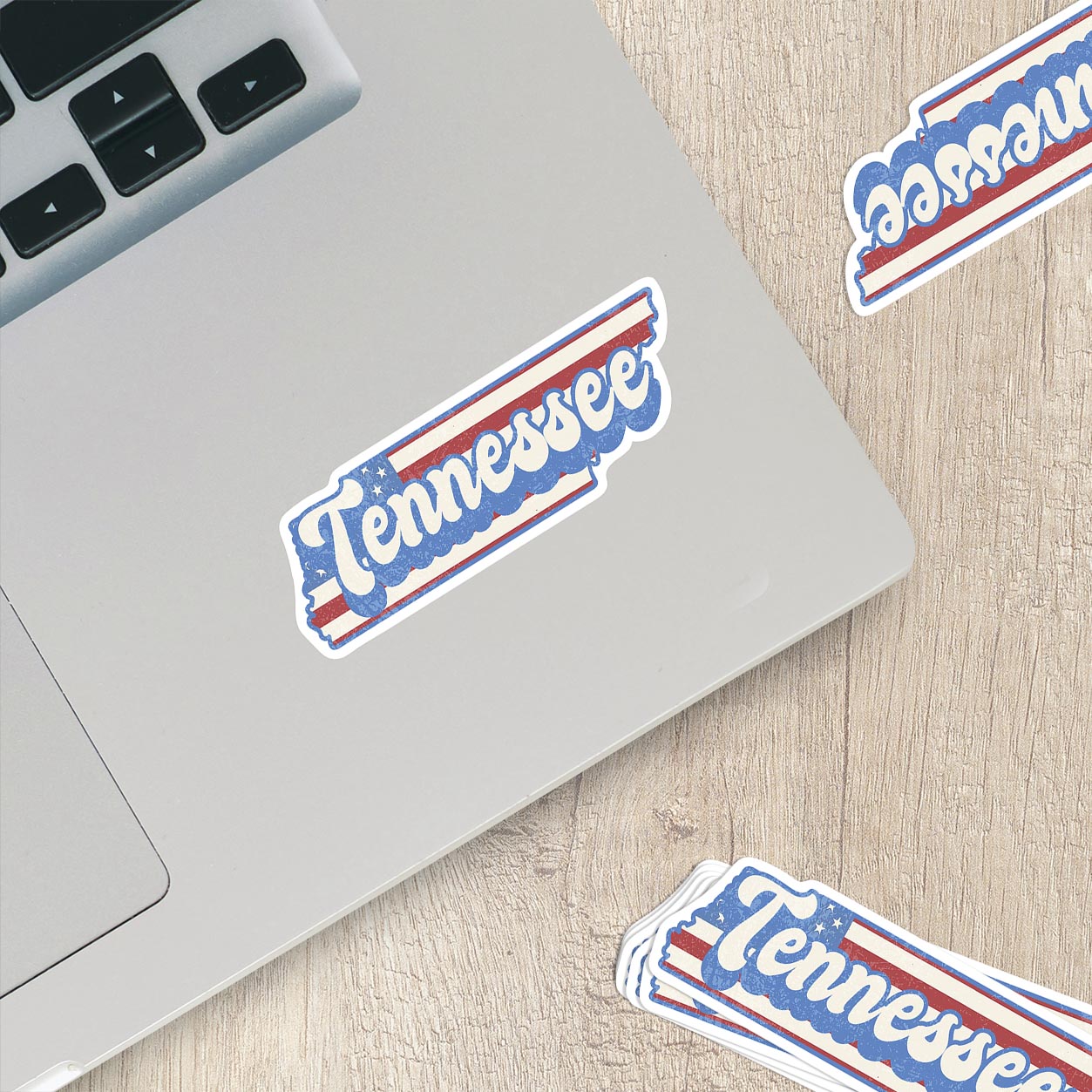 Tennessee State Sticker with American Flag Background | Weatherproof Vinyl Decal