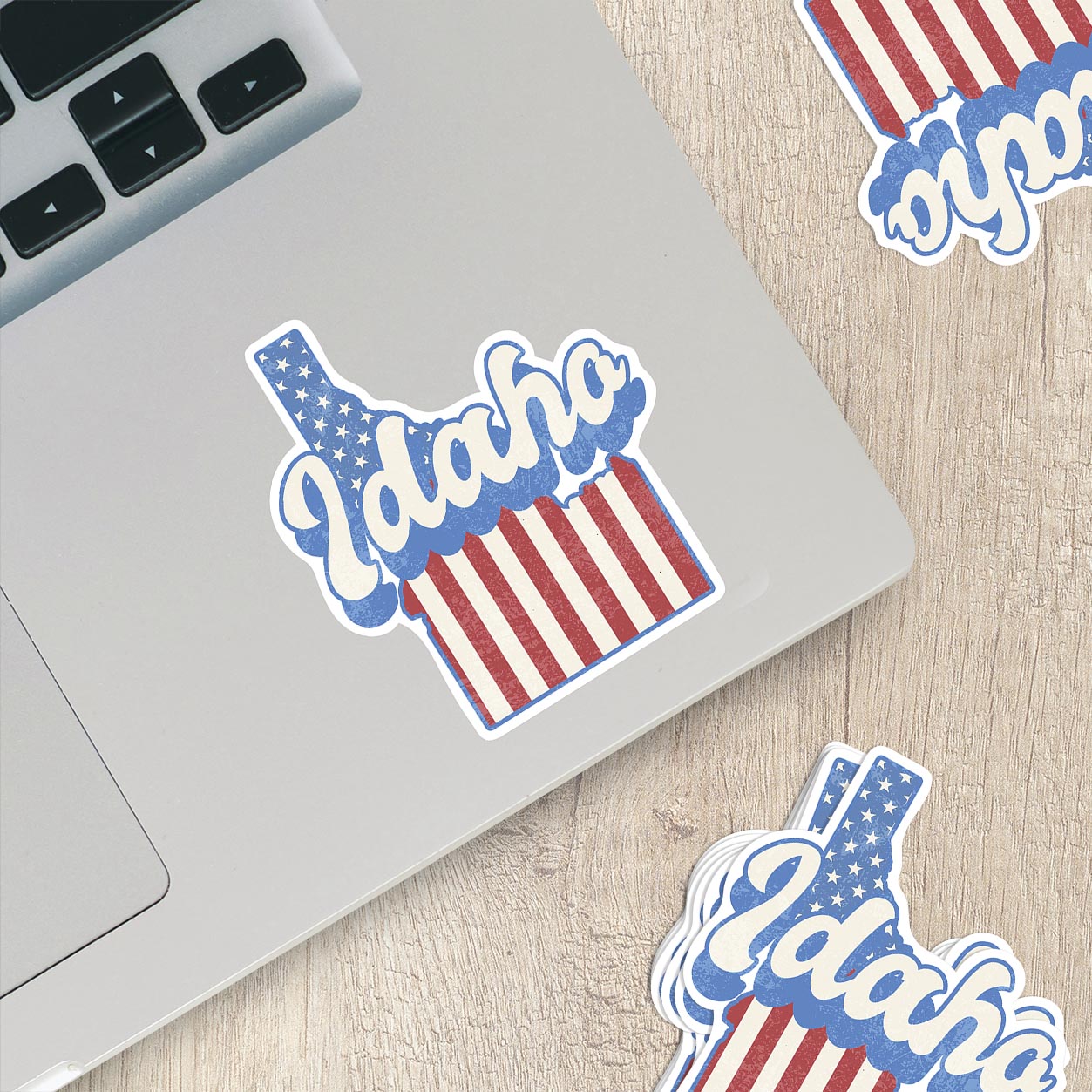 Iowa State Sticker with American Flag Background | Weatherproof Vinyl Decal
