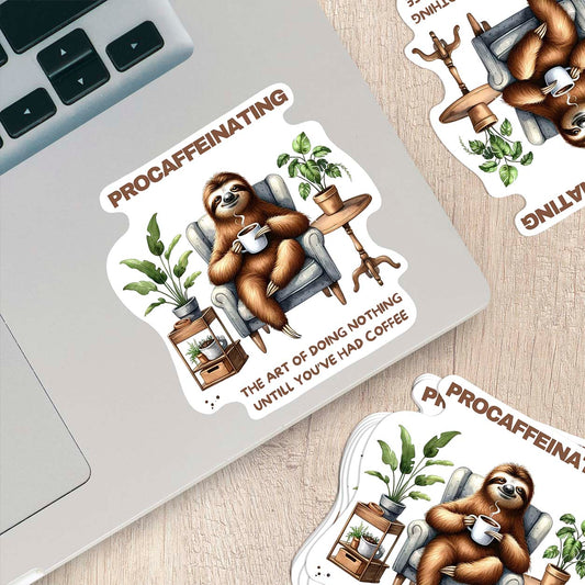 Sloths with Quotes Sticker – Cute Weatherproof Vinyl for Laptops, Cups & More