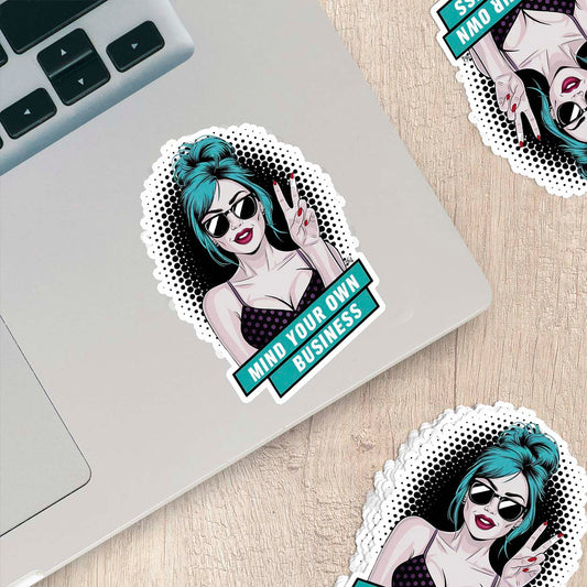 Retro Lady Sticker – Vintage-Inspired Weatherproof Vinyl for Laptops & More