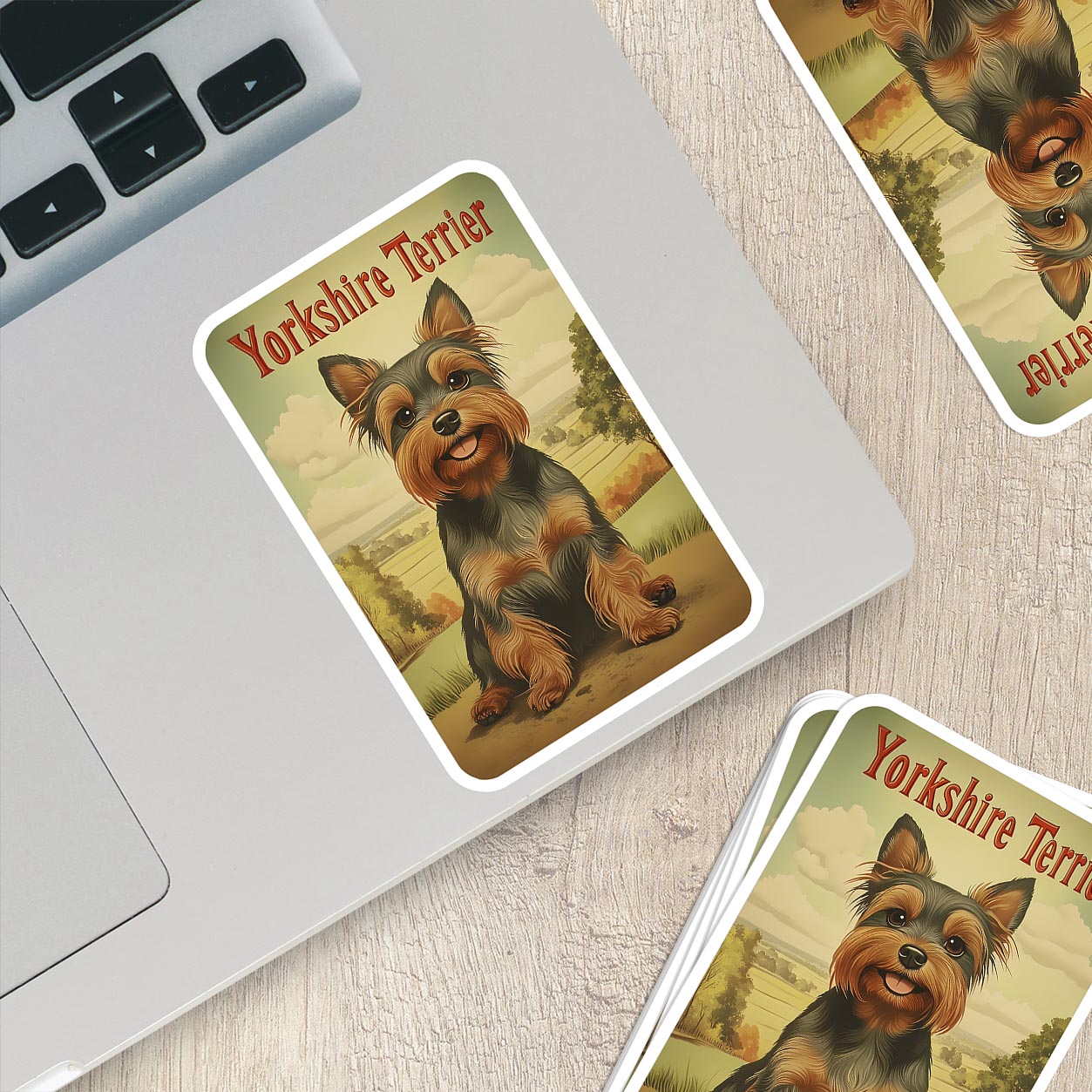 Vintage Yorkshire Terrier Sticker – Durable Vinyl Sticker