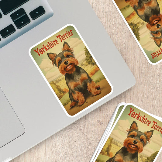Vintage Yorkshire Terrier Sticker – Durable Vinyl Sticker