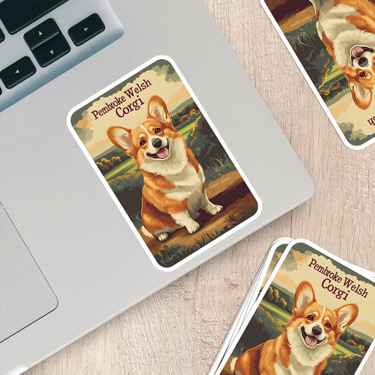 Vintage Pembroke Welsh Corgi Sticker – Durable Vinyl Sticker