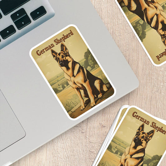 Vintage German Shepherd Sticker – Durable Vinyl Sticker