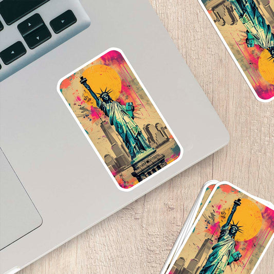 Colorful Statue of Liberty Sticker – Weatherproof Vinyl for Laptops, Cups & Cars