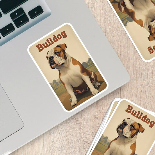 Vintage Bulldog Sticker – Durable Vinyl Sticker