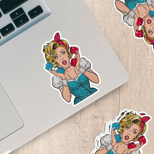 Retro Lady Sticker – Vintage-Inspired Weatherproof Vinyl for Laptops & More