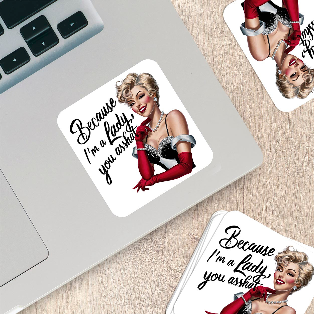 Sarcastic Pinup Girl Sticker – Weatherproof Vinyl for Laptops & Water Bottles