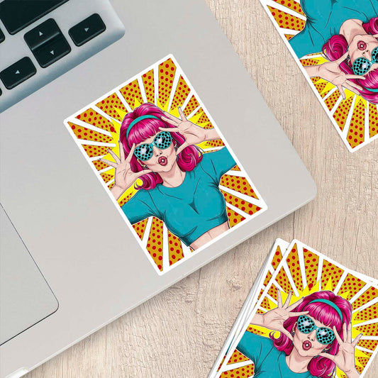 Retro Lady Sticker – Vintage-Inspired Weatherproof Vinyl for Laptops & More