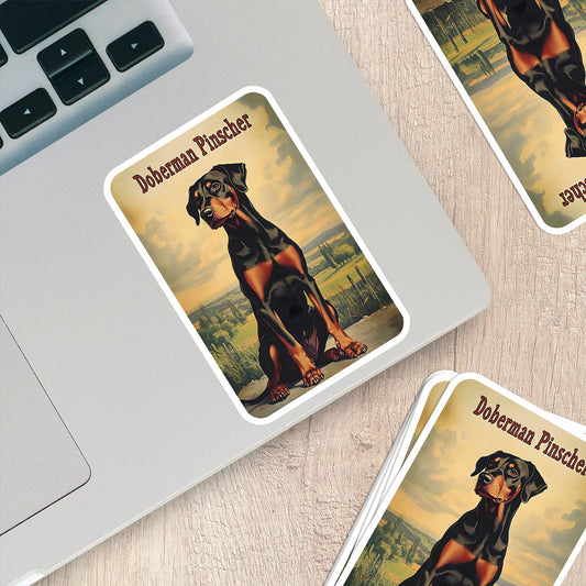 Vintage Doberman Pinscher Sticker – Durable Vinyl Sticker