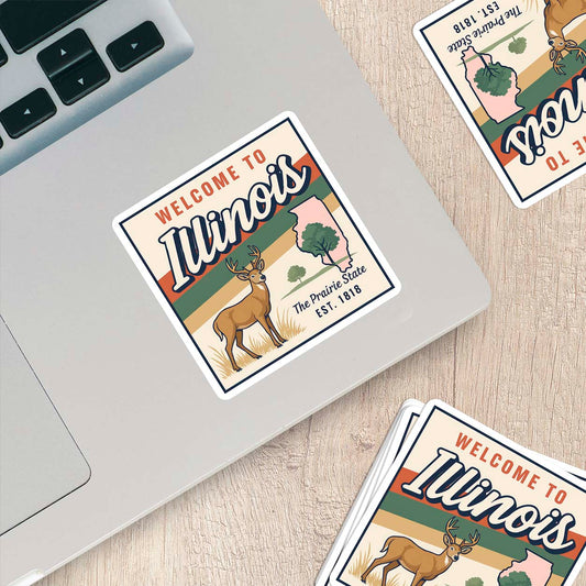 Welcome to Illinois Vinyl Sticker – Vintage State Travel Decal