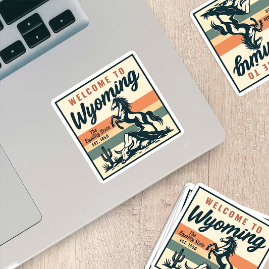 Welcome to Wyoming Vinyl Sticker – Vintage State Travel Decal
