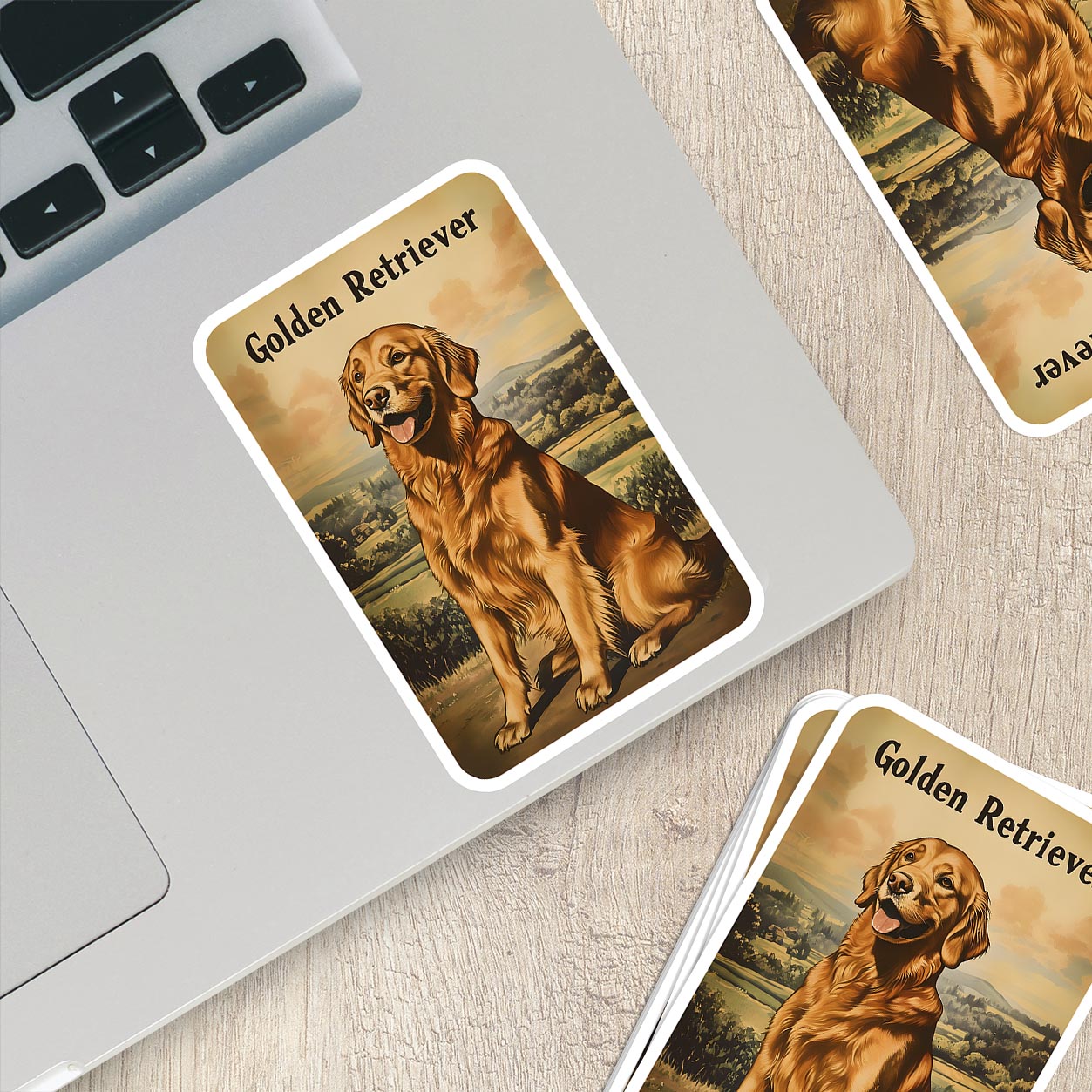 Vintage Golden Retriever Sticker – Durable Vinyl Sticker