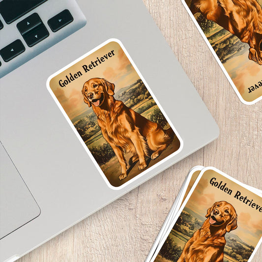 Vintage Golden Retriever Sticker – Durable Vinyl Sticker