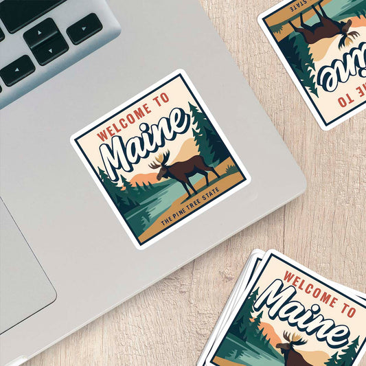 Welcome to Maine Vinyl Sticker – Vintage State Travel Decal